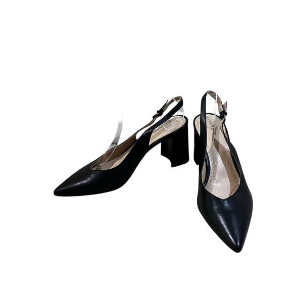 Marc Fisher LTD Shoes Womens 8.5 Black Slingback Block Heel Pumps Pointed Toe - Picture 2 of 9